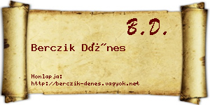 Berczik Dénes névjegykártya